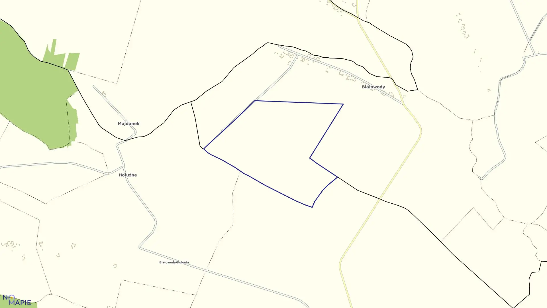 Mapa obrębu Białowody Kolonia 2 w gminie Uchanie