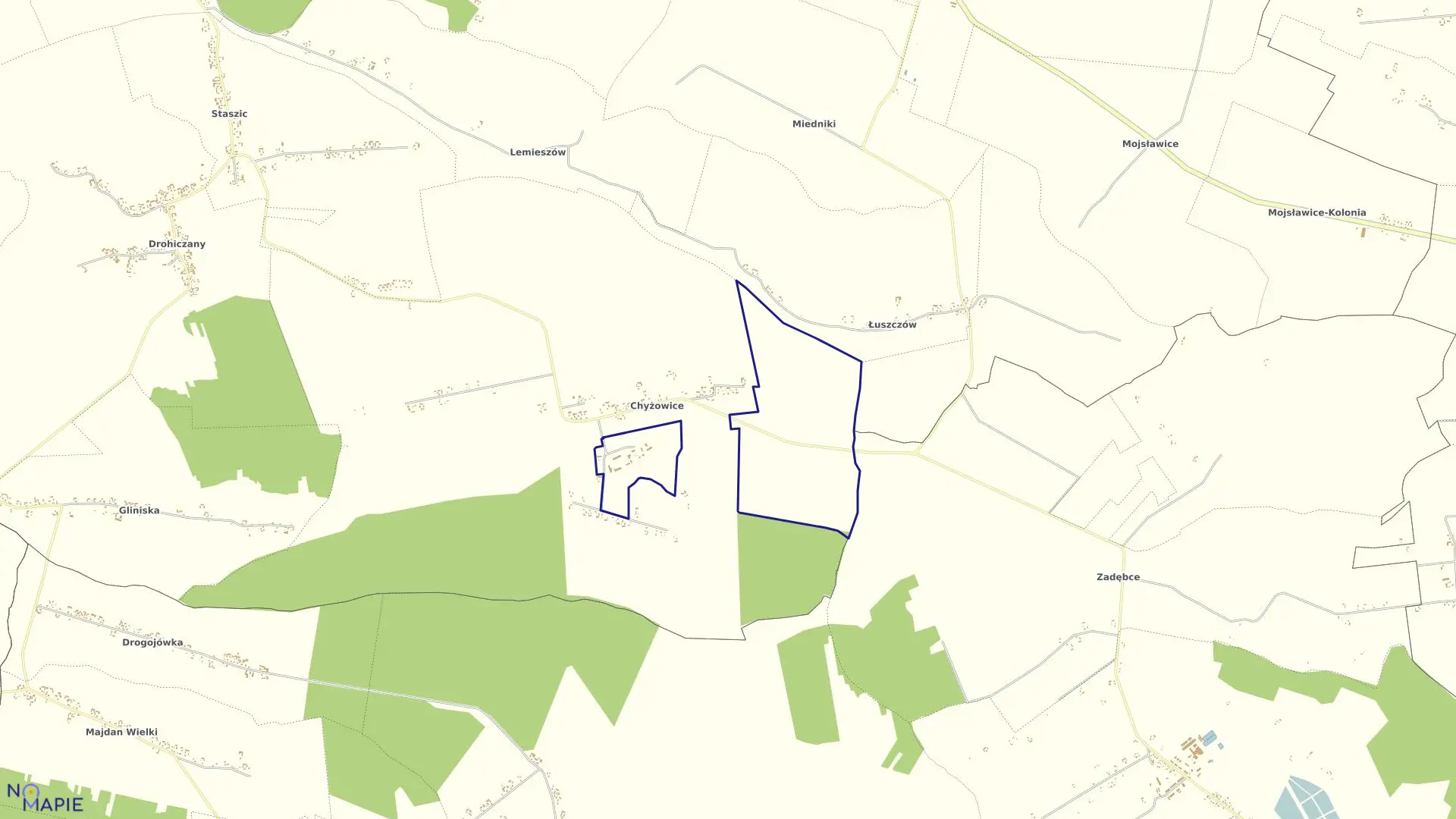 Mapa obrębu Chyżowice PGR w gminie Uchanie