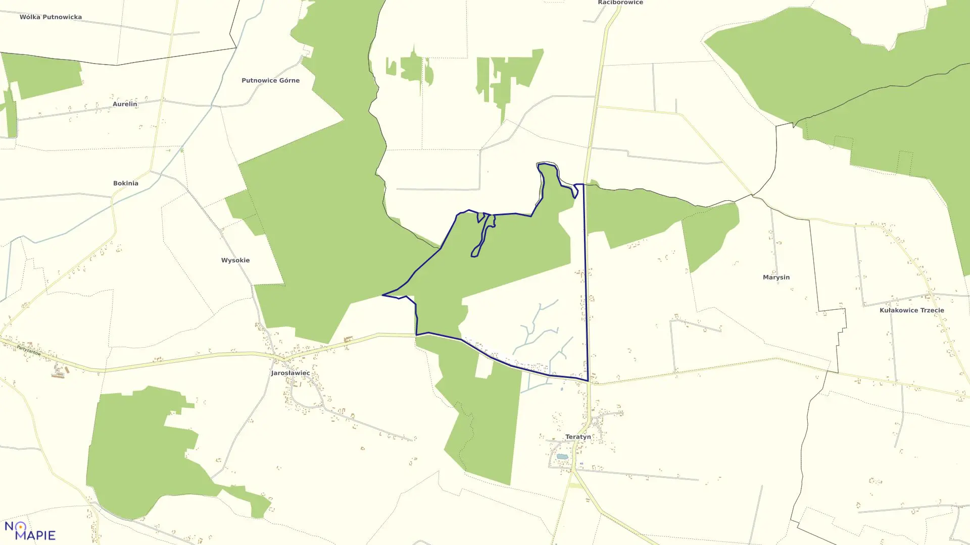 Mapa obrębu Odletajka Kolonia w gminie Uchanie